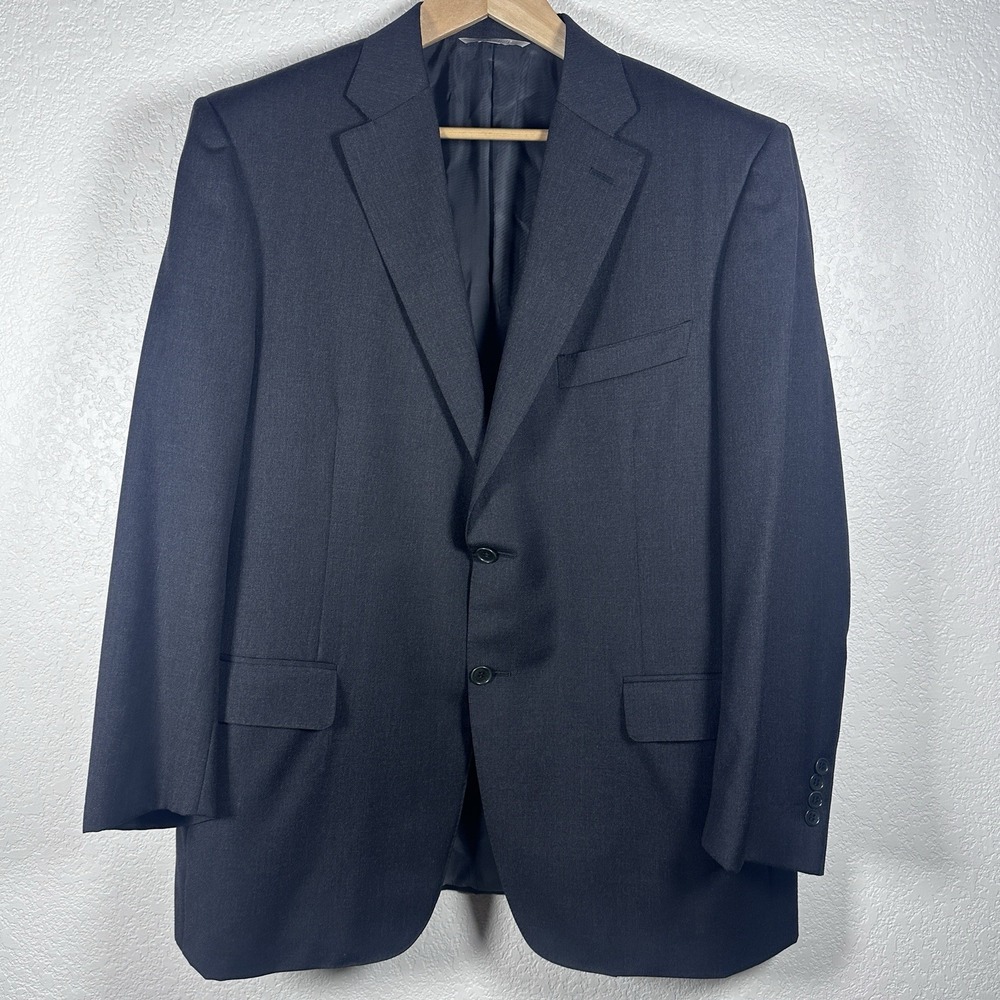 Canali 1934 Single Breasted 2 Button Italian Wool Charcoal Grey Modern Suit 46R